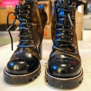 LV Monogram Combat Boots Women's Size 10